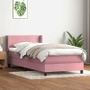 Cama box spring con colchón terciopelo rosa 90x210 cm