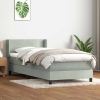 Cama box spring con colchón terciopelo gris claro 100x210 cm