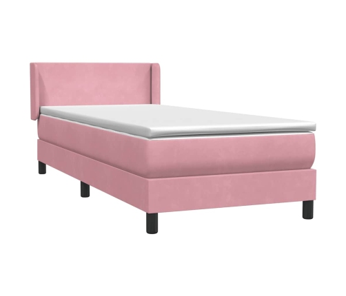 Cama box spring con colchón terciopelo rosa 100x210 cm