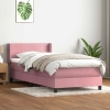 Cama box spring con colchón terciopelo rosa 100x210 cm