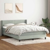 Cama box spring con colchón terciopelo gris claro 140x210 cm