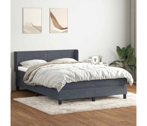 Cama box spring con colchón terciopelo gris oscuro 140x210 cm