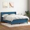 Cama box spring con colchón terciopelo azul oscuro 140x210 cm