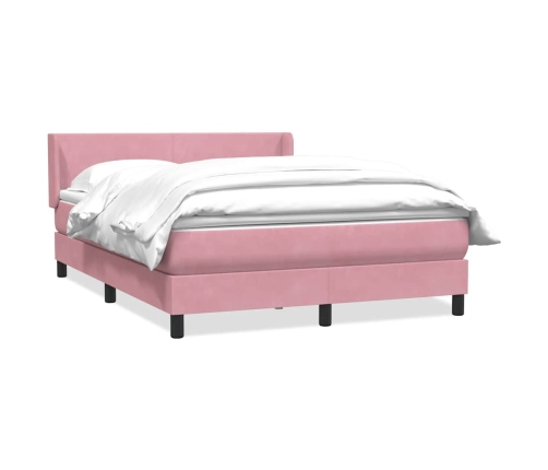 Cama box spring con colchón terciopelo rosa 140x210 cm