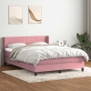 Cama box spring con colchón terciopelo rosa 140x210 cm