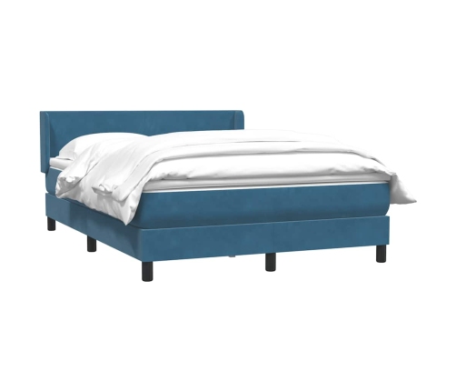 Cama box spring con colchón terciopelo azul oscuro 160x210 cm