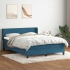 Cama box spring con colchón terciopelo azul oscuro 160x210 cm