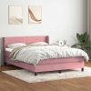 Cama box spring con colchón terciopelo rosa 160x210 cm