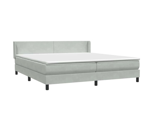 Cama box spring con colchón terciopelo gris claro 180x210 cm