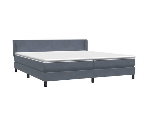 Cama box spring con colchón terciopelo gris oscuro 180x210 cm