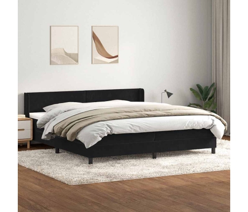 Cama box spring con colchón terciopelo negro 200x210 cm