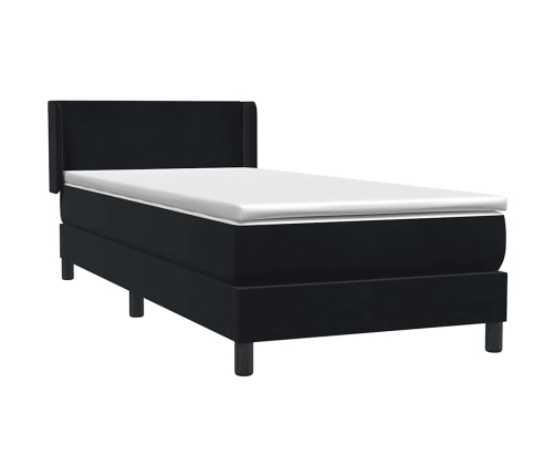 Cama box spring con colchón cuero sintético negro 80x220 cm