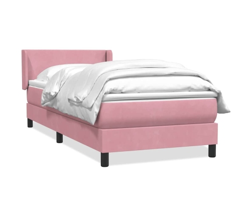 Cama box spring con colchón terciopelo rosa 80x220 cm