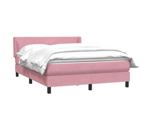 Cama box spring con colchón terciopelo rosa 140x220 cm