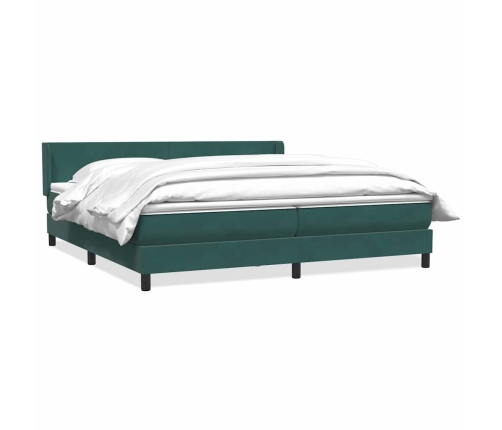 Cama box spring con colchón terciopelo verde oscuro 180x220 cm