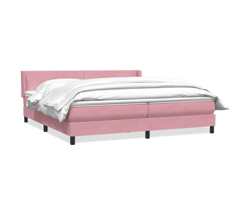 Cama box spring con colchón terciopelo rosa 180x220 cm