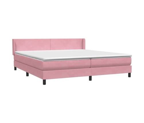 Cama box spring con colchón terciopelo rosa 180x220 cm