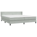 Cama box spring con colchón terciopelo gris claro 200x220 cm