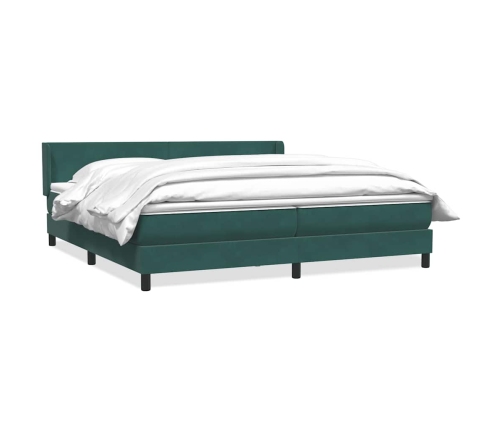 Cama box spring con colchón terciopelo verde oscuro 200x220 cm