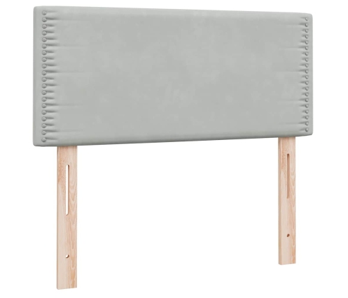 Cama box spring con colchón terciopelo gris claro 80x210 cm