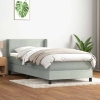 Cama box spring con colchón terciopelo gris claro 80x210 cm