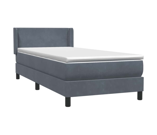 Cama box spring con colchón terciopelo gris oscuro 80x210 cm