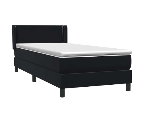 Cama box spring con colchón cuero sintético negro 80x210 cm