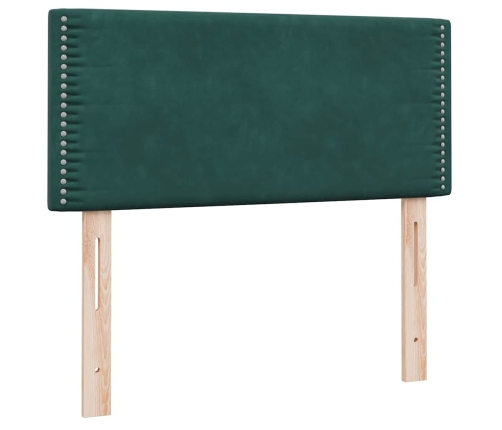 Cama box spring con colchón terciopelo verde oscuro 80x210 cm