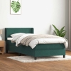 Cama box spring con colchón terciopelo verde oscuro 80x210 cm