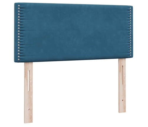 Cama box spring con colchón terciopelo azul oscuro 80x210 cm