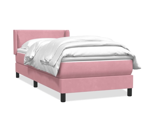 Cama box spring con colchón terciopelo rosa 80x210 cm