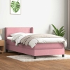 Cama box spring con colchón terciopelo rosa 80x210 cm