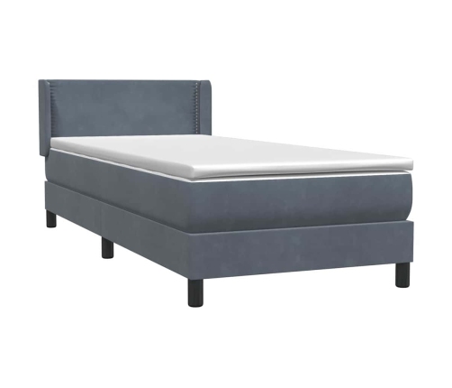 Cama box spring con colchón terciopelo gris oscuro 90x210 cm