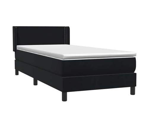 Cama box spring con colchón cuero sintético negro 90x210 cm