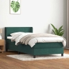 Cama box spring con colchón terciopelo verde oscuro 100x210 cm