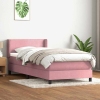 Cama box spring con colchón terciopelo rosa 100x210 cm