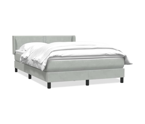 Cama box spring con colchón terciopelo gris claro 140x210 cm