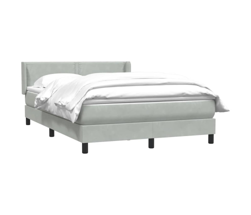 Cama box spring con colchón terciopelo gris claro 140x210 cm