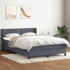 Cama box spring con colchón terciopelo gris oscuro 140x210 cm