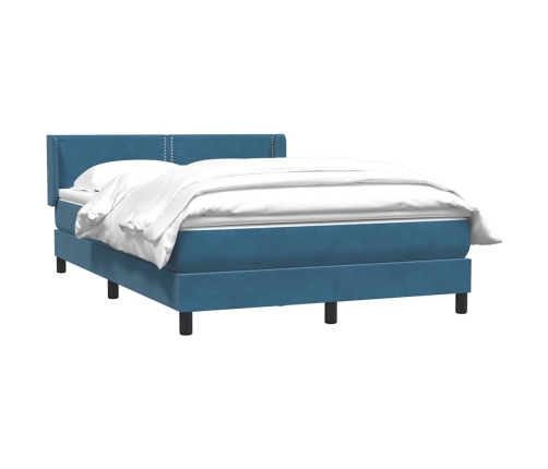 Cama box spring con colchón terciopelo azul oscuro 140x210 cm