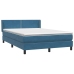 Cama box spring con colchón terciopelo azul oscuro 140x210 cm