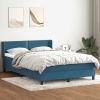 Cama box spring con colchón terciopelo azul oscuro 140x210 cm