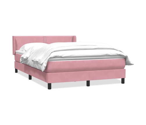 Cama box spring con colchón terciopelo rosa 140x210 cm