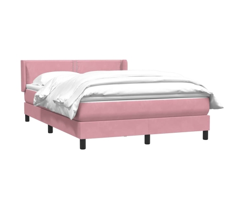 Cama box spring con colchón terciopelo rosa 140x210 cm