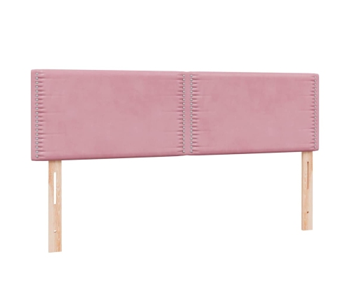 Cama box spring con colchón terciopelo rosa 140x210 cm