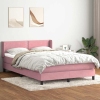 Cama box spring con colchón terciopelo rosa 140x210 cm