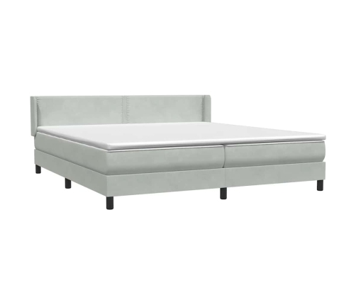 Cama box spring con colchón terciopelo gris claro 180x210 cm