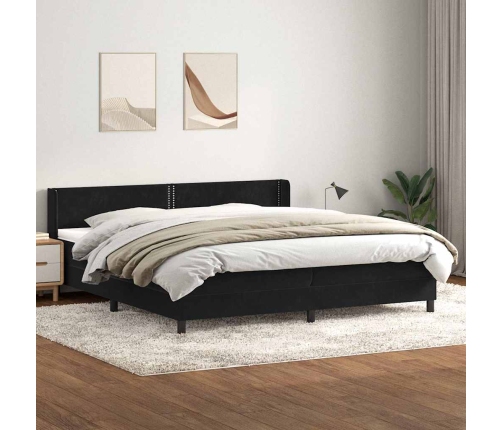 Cama box spring con colchón terciopelo negro 180x210 cm