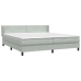 Cama box spring con colchón terciopelo gris claro 200x210 cm