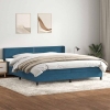 Cama box spring con colchón terciopelo azul oscuro 200x210 cm